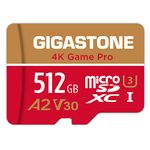 Gigastone 512GB 4K Game Pro Series Memory Card Ideal for Nintendo Switch, High Speed Up to 100MB/s for 4K UHD Videos Game Console, A2 U3 V30 Micro SDXC Card with SD Adapter.