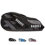 Raquex Tennis Bag - Racket Bag for Tennis, Badminton & Squash Racquets. Blue, Black or Magenta. Holds up to 6 Racquets + Accessories + Trainers (Black)