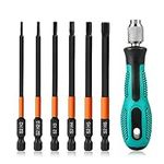 K Kwokker 6PCS 100mm Allen Key Screwdriver Set, S2 Steel Hex Bits Set H2,H2.5,H3,H4,H5,H6 Magnetic Allen Wrench Drill Bit Set, 1/4 Inch Metric Hex Head Screwdriver Bit Set for Assembling Furniture