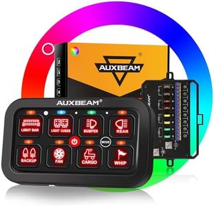 Auxbeam 8 Gang Switch Panel RA80 Auto-Dimmable RGB Switch Panel w/Momentary Toggle Pulsed, 12V-24V Switch Panel for Truck Offroad Car Boat Waterproof Automotive Aluminum Switch Panel, 2 Years Warranty