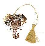 Art and Craft Elephant Bookmark with Tassel, Pendant Charm, School Supplies Page Holder Charm (Golden)