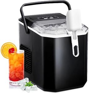 Antarctic Star Countertop Ice Maker with S/L Bullet Ice, 28 LBS/24H, Pebble Portable Ice Machine with Ice Scoop and Handle, Self-Cleaning, One-Click Operation, for Kitchen, Office, Home Use, Black