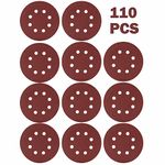 GOOOA 110Pcs 5 inch 8 Holes Sanding Discs 40/60/80/100/120/150/180/240/320/400/600 Grit Round Sandpaper Assorted for Random Orbital Sander