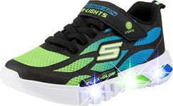 Skechers Men's Flex-glow Dezlom Trainers, Black Synthetic Textile Blue Lime Trim, 4 UK