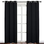 NICETOWN Autumn/Winter Thermal Insulated Solid Grommet Blackout Curtains/Drapes for Living Room (Set of 2, 42 inches by 84 Inch, Black)