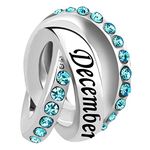 LSxAB Blue Green December Birthstone Charm Compatible with Pandora Charms Bracelets