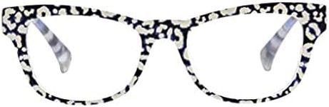 Peepers by PeeperSpecs Women's Orchid Island Cat-Eye Blue Light Blocking Reading Glasses, White/Leopard, 49