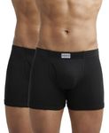 Jockey Men's Super Combed Cotton rib fabric Boxer Briefs with Front Fly, Ultrasoft and Durable concealed waistband (Pack of 2) 8008_Black_M