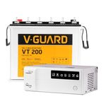 V-Guard Inverter & Battery Combo (1150 Pure Sine Wave 1000VA/12V Inverter, VT 200 (200Ah Tall Tubular Battery) for Home, Office & Shops