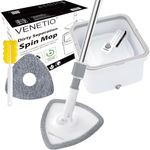 Innowellclean Triangle Spin Mop and Bucket Set with Self-Cleaning/Dry/Wet 3-in-1 Dirty Separation System | Flat Microfiber Mop for Floor Cleaning - Home & Kitchen Hardwood, Laminate, Tile (2 Pads)