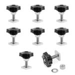 JJWNMLL 8pcs T track adapter bolts M6 x 35 mm head 20x20 mm square sliding blocks,t-nut adaptors bolts stainless steel roof rack accessories with Screw Nuts (M8 T-slot + star knob nut)