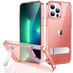 JETech Kickstand Case for iPhone 13 Pro Max, 6.7-Inch, Support Wireless Charging, Slim Shockproof Bumper Phone Cover, 3-Way Metal Stand (Rose Gold)