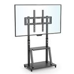 UNHO Mobile TV Stand with Castors, Heavy Duty TV Cart Stand for 32”-100” LED LCD OLED Screens Height Adjustable Ultra Stable TV Trolley with 2 Tier Storage Shelves Holds up to 80KG MAX VESA 800x600mm