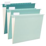 Y YOMA 6 Pack Gradient Hanging File Folders Letter Size Decorative Hanging Folder Pretty File Folder Organizer for Filing Cabinet Office Home with 1/5-Cut Adjustable Tabs, Teal Blue