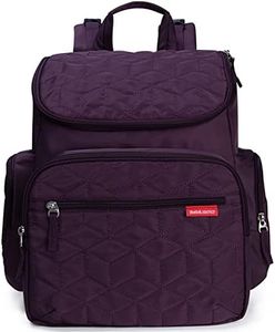 Bebamour Nappy Changing Bag Backpack Nylon Waterproof Nappy Backpack with Changing Mat (Purple)