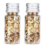 2 Bottled Decorative Gold Leaf, 24K Edible Gold Leaf Cake Decorating Gold Leaf Sheets Metallic Gilding Paper for Craft Cooking Makeup Chocolate Decoration Health Resin DIY Arts Nails Jewelry Making