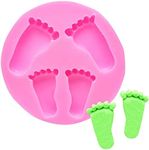 Baby Footprint Silicone Molds for Baby Shower Cake Topper Decoration, 4 Cavities Fondant Mold for DIY Baking Cookie, Chocolate, Cupcake and Polymer Clay