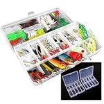 Rofawee 234pcs Fishing Lures Complete Fishing Tackle Set, Fishing Lure Kit with Minnow Popper Lures, Baits, Crankbait, Jig Hooks, Sinker Weights, Barrel Swivels, and Tackle Box for Bass Trout Fishing