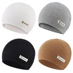 JANGANNSA 4-Pack Newborn Baby Beanie Hats Boys Girls Hospital Hat Infant Toddler Cotton Caps (White+Black+Gray+Coffee, 0-6 Month)