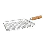 Cloudzy Roaster Barbecue Net Grill Steel Wire Roasting Net Charcoal Hand Warmer Rack BBQ Accessories Fish Burner Papad Jali Paneer Tandoor Net with Wooden Handle (Deep Square)