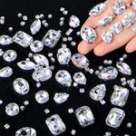 156 Pieces Sew on Rhinestones Claw Flatback Crystal Rhinestones Metal Prong Setting Rhinestones Acrylic Glass Sewing Gems for Clothes DIY Craft Shoes Dress Jewelry Making (White)