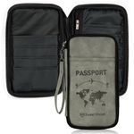 Storite RFID Travel Family Passport Holder Card Holder Wallet Travel Accessories Document Organizer, Passport Cover, with Removable Hand Strap for Men and Women (Black- 24.5 x 14 x 2.3 cm)