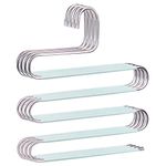 devesanter Pants Hangers Space Save Non-Slip 4 Pack S-Shape Trousers Hangers Stainless Steel Clothes Hangers Closet Storage Organizer for Pants Jeans Scarf Hanging Green…