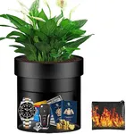 Sdstone Fireresistant Waterproof Flower Pot Diversion Safe with Fireproof Money Bag and Lock,Stainless Steel Secret Hidden Safe,Perfect for Hiding The Valuables Inside (Black) Plants Not Include