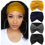 DRESHOW 4 Pack Turban Headbands for Women Wide Vintage Head Wraps Knotted Cute Hair Bands Accessories