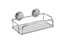 Stick N Lock 2 Adhesive Cosmetic Shower Basket Caddy, 5 Year Rust Free Guarantee, Silver