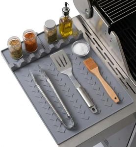 linseyCove Silicone Grill Mat, BBQ Griddle Tools Mat with Drip Pad，Grey
