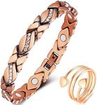 Vicmag Copper Magnetic for Women Ladies Copper Ultra Strength Magnets Bracelet with 3500 Gauss Effective for Women with Gift Box & Removal Tool(Crystal Design)(Copper)