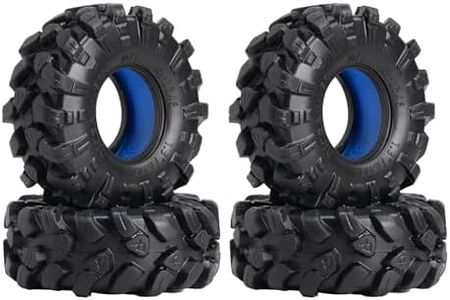 DJCRAWLER 1.3-inch Swamp Tires for TRX4M 1/18 1/24 Remote Control/Track Vehicles Axial SCX24 FMS FCX24 R/C Model Car Upgrade with Silicone Inserts (Blue)