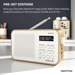 AZATOM Desire X2 DAB/FM Radio – Oak Wood Finish