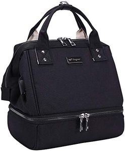 Mini Breast Pump Bag - Black Breast Pump Backpack with USB Charger Port and Cooler Pocket