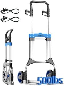 Folding Hand Trucks Heavy Duty by Leeyoung,500 lb Aluminium Folding Hand Cart Dolly with 8 inch Wheels (incl 2 Bungee Cords)