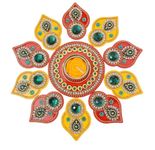 Moira Reusable Acrylic Rangoli for Festical Home Decorations 10 to 11 inch diameter (Yellow, 11)