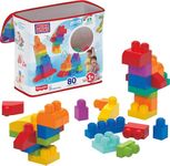 MEGA BLOKS First Builders Toddler Blocks Toys Set, Big Building Bag Collection with 80 Pieces and Storage, Blue, Ages 1+ Years