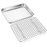 9 Inch Baking Tray Pan & Cooling Rack Set, Joyfair Stainless Steel Rectangular Toaster Oven Pan with Grid Rack for Cookies/Meats/Bacon, Non-Toxic & Heavy Duty, Rust-Free & Dishwasher Safe