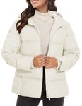 MAGCOMSEN Women's Puffer Jacket Down with Hood Winter Therma Coat Puffer Warm Quilted Casual, White, S