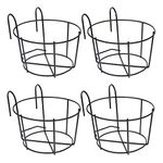 WWahuayuan 4 Pack Hanging Planters For Railings Rail Planter Hanging Baskets Flower Pot Holders Iron Plant Racks Metal Fence Potted Stand Mounted Balcony Plant Baskets Container,Garden Steel Pots