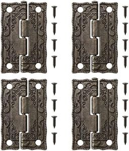 eMagTech 20Pcs Retro Door Hinges Antique Bronze Mini Folding Hinges Vintage Decorative Hinges with 80Pcs Screws for Wooden Cases Cabinets Jewelry Boxes