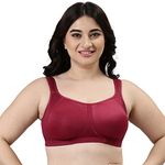 Enamor Women's F048 Nylon Comfort Minimizer Bra With Side Shaping - Non Padded Non Wired Full Coverage(F048-Plum-36D)