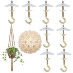 8Pcs Ceiling Hooks, M6 Carbon Steel Screw Hooks for Hanging, Ceiling Hooks Heavy Duty with Spring Toggles, Screw in Hooks Ceiling Wall Mount, Sturdy Fixing Anchor with Hook for Plants Light Bed Canopy