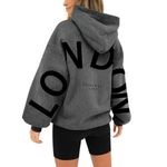 Lightening Deals Sweatshirts for Women Long Sleeve Loose Pocket Hoodie Loin Hoodies (Dark Gray, L) Daily Deals Of The Day Lightning Deals