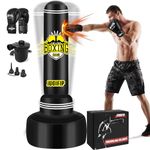 Punching Bag with Stand Adult 180cm- Freestanding Heavy Boxing Bag with Boxing Gloves and Electric Air Pump, Women Men Stand Kickboxing Bags for Training MMA Muay Thai Fitness Beginners