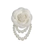 Flower Brooch for Women Pearl Brooch Flower Brooch Pins White Floral Brooch Bohemian Pearl Safety Brooch Clothing Decoration Accessories Christmas Gifts for Girls(White)