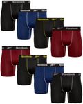 Reebok Men's Boxer Briefs - 8 Pack Soft Quick Dry Performance Boxers for Men - Moisture Wicking Active Boxer Briefs (S-XL), Size Medium, Black/Blue/Black/Red