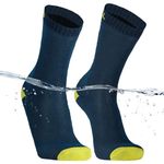 DexShell Waterproof Socks All Weather Cycling Biking For Men and Women Ultra Thin Crew, Navy Lime, Unisex Large