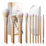 EIGSHOW Makeup Brushes Set, 10PCS Professional Makeup Brushes Kit with Corn Silk Fiber Vegan Brushes for Foundation Powder Concealers Eye Shadows Liquid Kabuki Brushes